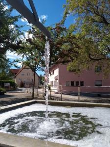 einen Brunnen mitten im Park in der Unterkunft Gasthaus Linde in Ingelfingen