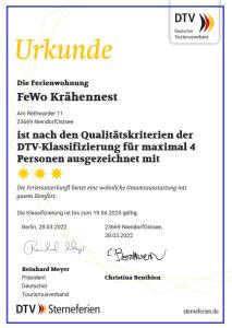 Certifikát, hodnocení, plakát nebo jiný dokument vystavený v ubytování Ferienhaus Edda