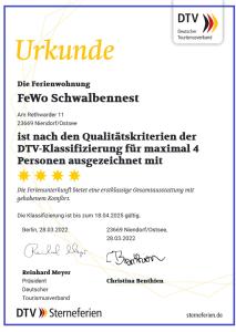 Certifikát, hodnocení, plakát nebo jiný dokument vystavený v ubytování Ferienhaus Edda