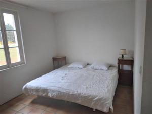a white bed in a room with a window at LE PETIT FROUAS SUD in Vielle-Saint-Girons