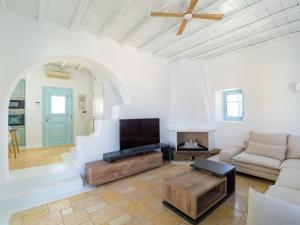 TV a/nebo společenská místnost v ubytování Mykonos AG Villas in Psarou beach