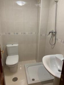a bathroom with a toilet and a sink at Apartamento Fele con garaje in Felechosa