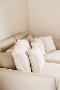 斯坦涅爾的住宿－Grad Štanjel House，客房内的沙发上配有枕头