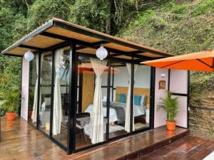 Balkón nebo terasa v ubytování Balú Glamping