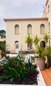 ein Haus mit Palmen davor in der Unterkunft L'Xpérience au bord de mer in Port-Vendres