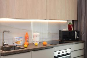 - un comptoir de cuisine avec évier et four micro-ondes dans l'établissement Exclusive Home 1, à Misano Adriatico