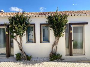 two trees on the side of a house at Lost & Found - Guesthouse & Suites in Albufeira