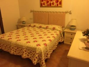 1 dormitorio con 1 cama y 2 mesas con lámparas en Da Annamaria, en Budoni