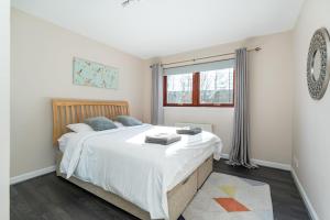 una camera con un grande letto e una finestra di One Bedroom ground floor flat a Stirling