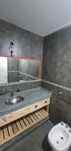a bathroom with a sink and a mirror at A7A - Apartamento de 2 dormitorios con Terraza y Asador in Santiago del Estero