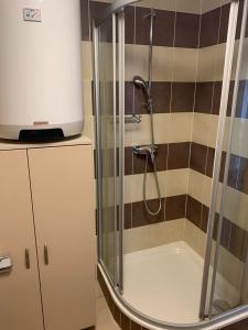 Koupelna v ubytování Apartmán u pláže s terasou + 24 fotografií