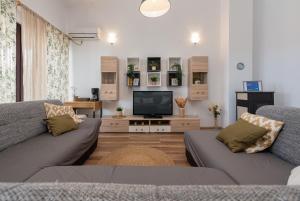 un soggiorno con due divani e una televisione di Apartment Tomislav a Vir (Puntadura)