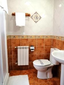 a bathroom with a toilet and a sink at Las Rocas in Vega de Valcarce