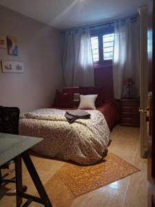 Schlafzimmer mit einem Bett und einem Fenster in der Unterkunft patricia in Villaviciosa de Odón