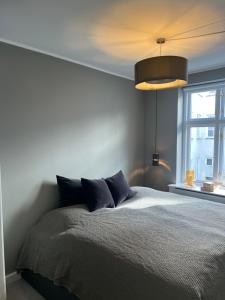 een slaapkamer met een groot bed en een raam bij Luxury new apartment - Heart of Copenhagen in Kopenhagen