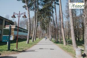 un sentiero pedonale in un parco alberato di Mozart-Apartman a Arandjelovac
