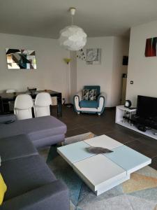 a living room with a couch and a table at Appartement privée Lyon 3 in Lyon
