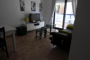 Televízia a/alebo spoločenská miestnosť v ubytovaní Playamarina 1 Reception