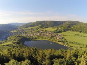 an aerial view of a small town in the hills at Siebenglück - 4 FeWo's mit SommerCard in Winterberg +5 photos