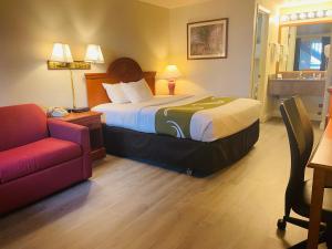 une chambre d'hôtel avec un lit et un canapé dans l'établissement America's Best Value Inn, à Sandpoint