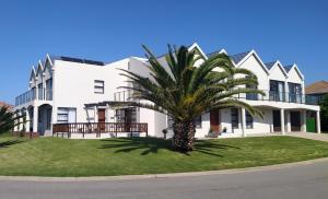 a palm tree in front of a white building at Alive@4 in Mossel Bay