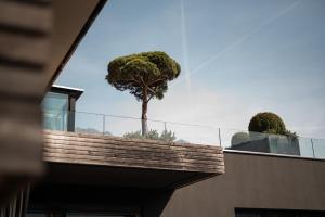 un árbol sentado en la parte superior de un edificio en Design Hotel Tyrol, en Rablà