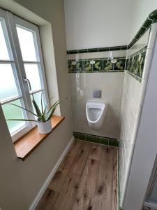 une salle de bains avec un urinoir et une plante en pot dans l'établissement Apartment 001 Kassel Harleshausen, à Cassel