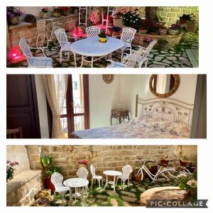 deux photos d'une chambre avec une table et des chaises dans l'établissement Guest House Al Gattopardo, à Favignana