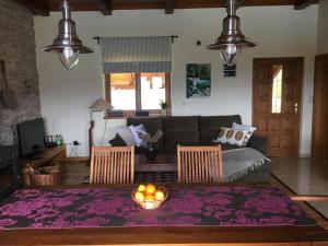 - un salon avec un canapé et une table dans l'établissement Holiday house Green Dream, à Obrovac