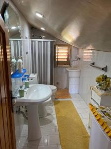 フォンダケッロにあるVilla Graziaのバスルーム(白い洗面台、トイレ付)