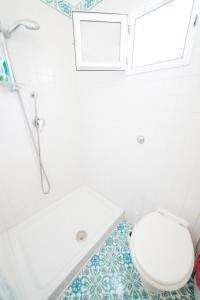 ein weißes Badezimmer mit Toilette und Dusche in der Unterkunft MonoBlue in Procida