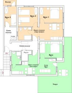 托爾明的住宿－Apartment and room Anica，房屋的平面图