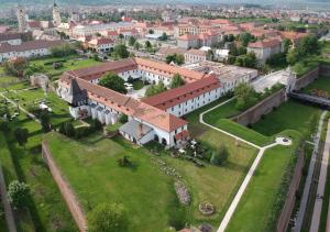 
a small town with a large building at Hotel Medieval in Alba Iulia
