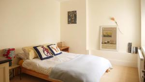 1 dormitorio con cama y espejo en la pared en Ebrington Street View, en Plymouth