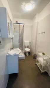 a bathroom with a toilet and a sink and a shower at Apartment Iva in Rijeka