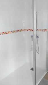 a shower with a glass door in a bathroom at studio indépendant neuf proche mer in Saint-Hilaire-de-Riez