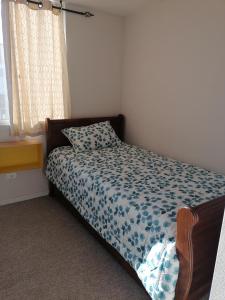 una camera da letto con un letto con un cuscino e una finestra di Dpto Bordemar 2 a Las Cruces