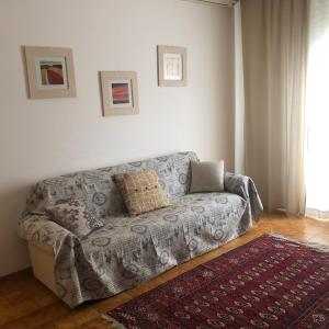 sala de estar con sofá y alfombra en Apartment Parmense, en Parma