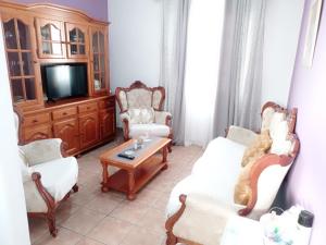 a living room with two chairs and a tv at Casa Nazario Duplex in Los Llanos de Aridane