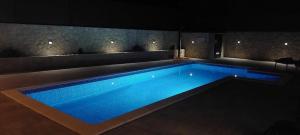 duży basen w ciemni w obiekcie Villa Njivice Apartment Ema w mieście Nijvice