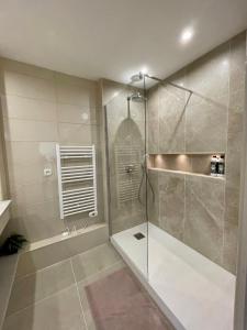 baño con ducha y puerta de cristal en MM Greenhouse Appartement / Tourcoing - Lille, en Tourcoing