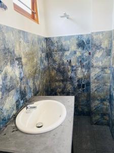 a bathroom with a sink and a shower at La Polena in Matara