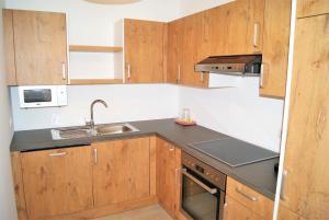 Kuchnia lub aneks kuchenny w obiekcie Rollstuhlfreundliche Ferienwohnung in ruhiger Lage- Panorama Terrasse, 2 SZ