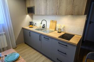 Kuchyň nebo kuchyňský kout v ubytování Apartament Migotka