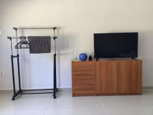 Televízia a/alebo spoločenská miestnosť v ubytovaní SUNNY STUDIO IRAKLITSA
