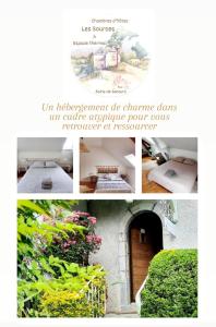 Bains de Secours, Chambres d'hotes في Sévignacq-Meyracq: ملصق بصور البيت بالورود