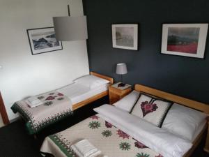 ザコパネにあるGerlachのホテルルーム内のベッド2台が備わる部屋
