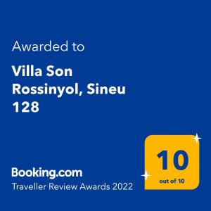 Certifikát, hodnocení, plakát nebo jiný dokument vystavený v ubytování 128 Finca Son Rossinyol ETV10657 by Mallorca Charme