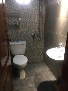 a bathroom with a toilet and a sink at Chez Camille a Zac Mbao in Diokoul