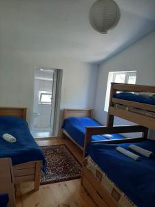 a bedroom with two bunk beds and a window at Gama Guesthouse in Roshka